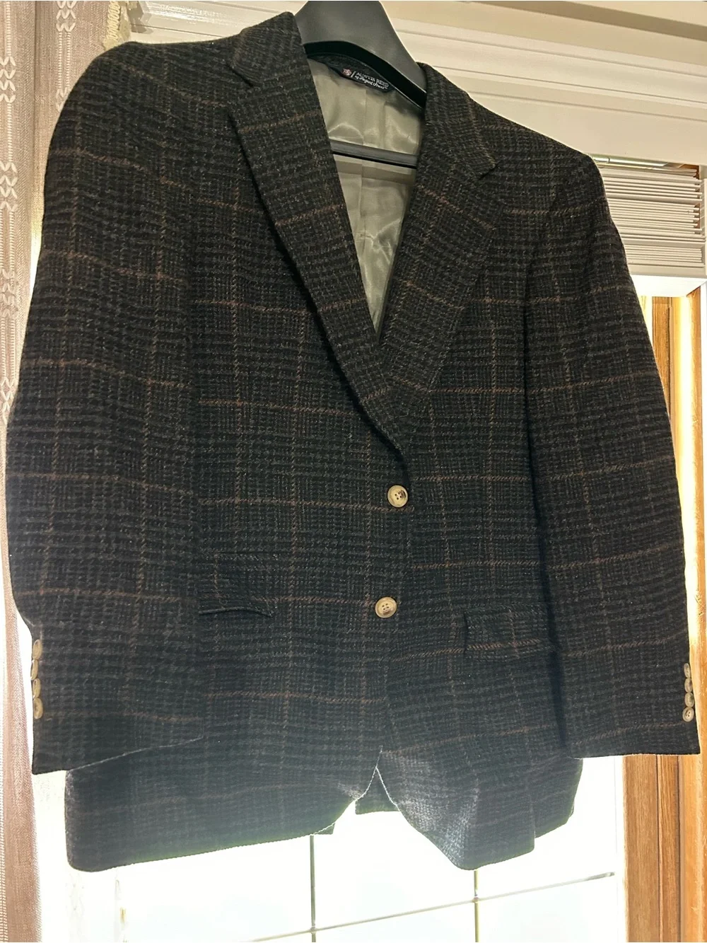 Austin Reed Brown Plaid Wool Sport Coat